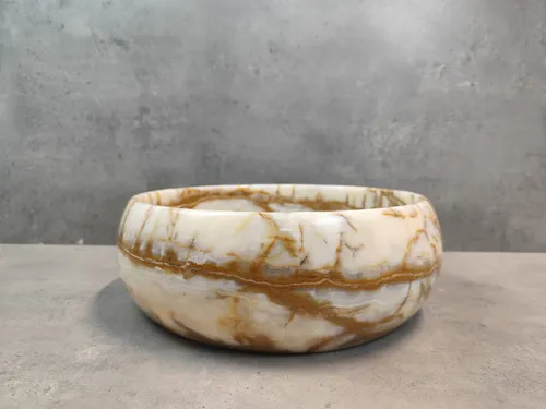 Onyx Marmor Vintage Cooper Shell Waschbecken
