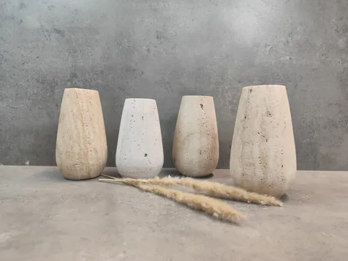 Travertin Kugel Vase Amphora